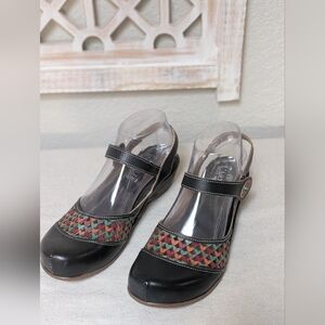 L'Artiste Spring Step Shoes Womens 40 Black Amour-B Mary Jane Wedge Heel Hearts